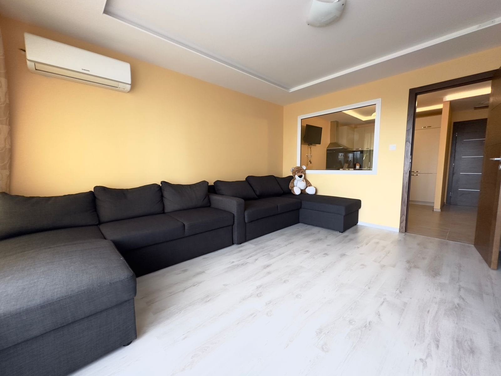 Two-room apartment with a view of the pool in the Omega Resort complex, Ravda, Bulgaria.